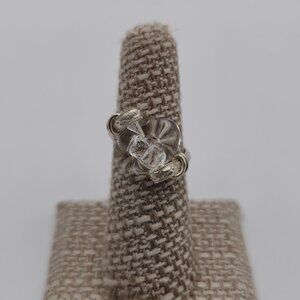 Size 6.5 Sterling Silver Handmade Glass Scrolled Band Ring A2780